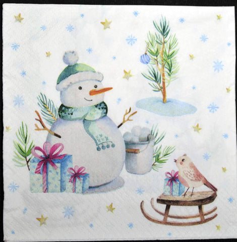 Decoupage Napkin/ tissue - Christmas Snowman 1 Pc