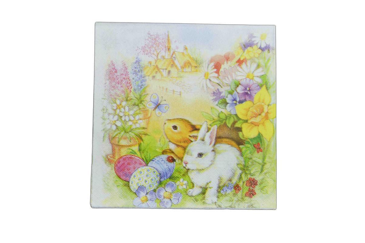Decoupage Tissue Bunny with butterfly - 1Pc