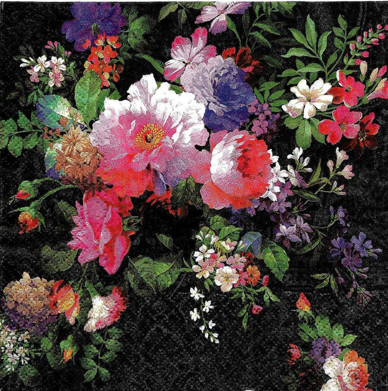Decoupage-Tissue-Flower-bouquet-in-Black-base-1-Pc