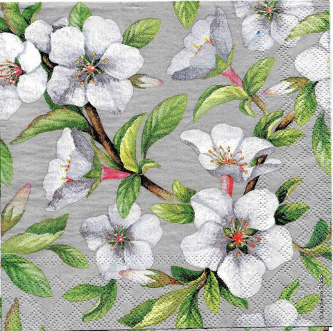 Decoupage-Tissue-white-Flowers-with-leaves-1-Pc