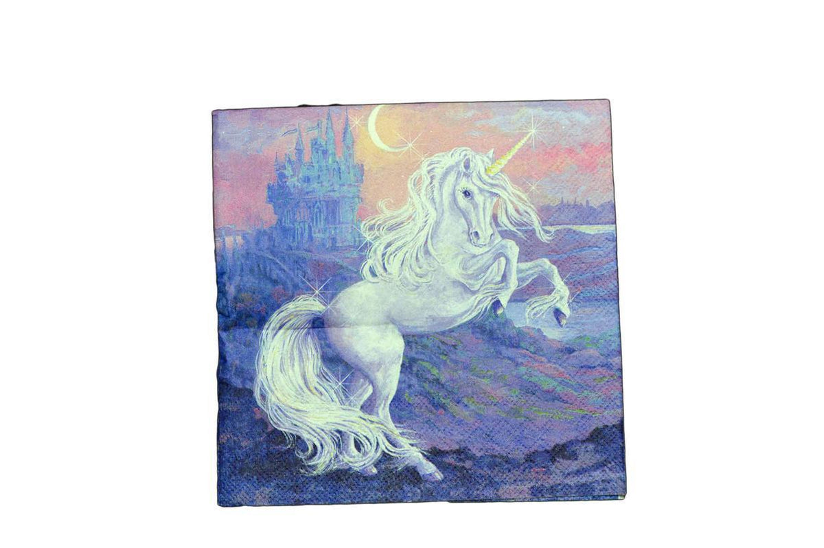 Decoupage Tissue/napkin- White unicorn in colorful background - 1 Pc-
