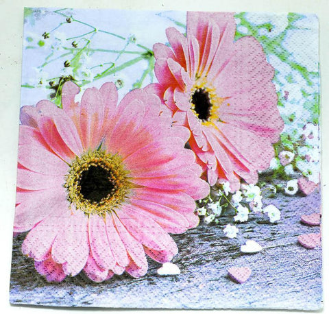 Decoupage Napkins/Tissue - Pink Daisies -1 Pc