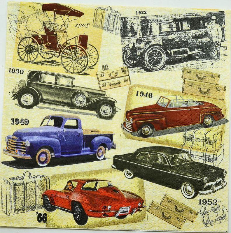 Decoupage napkin/tissues - Vintage Cars - 1Pc