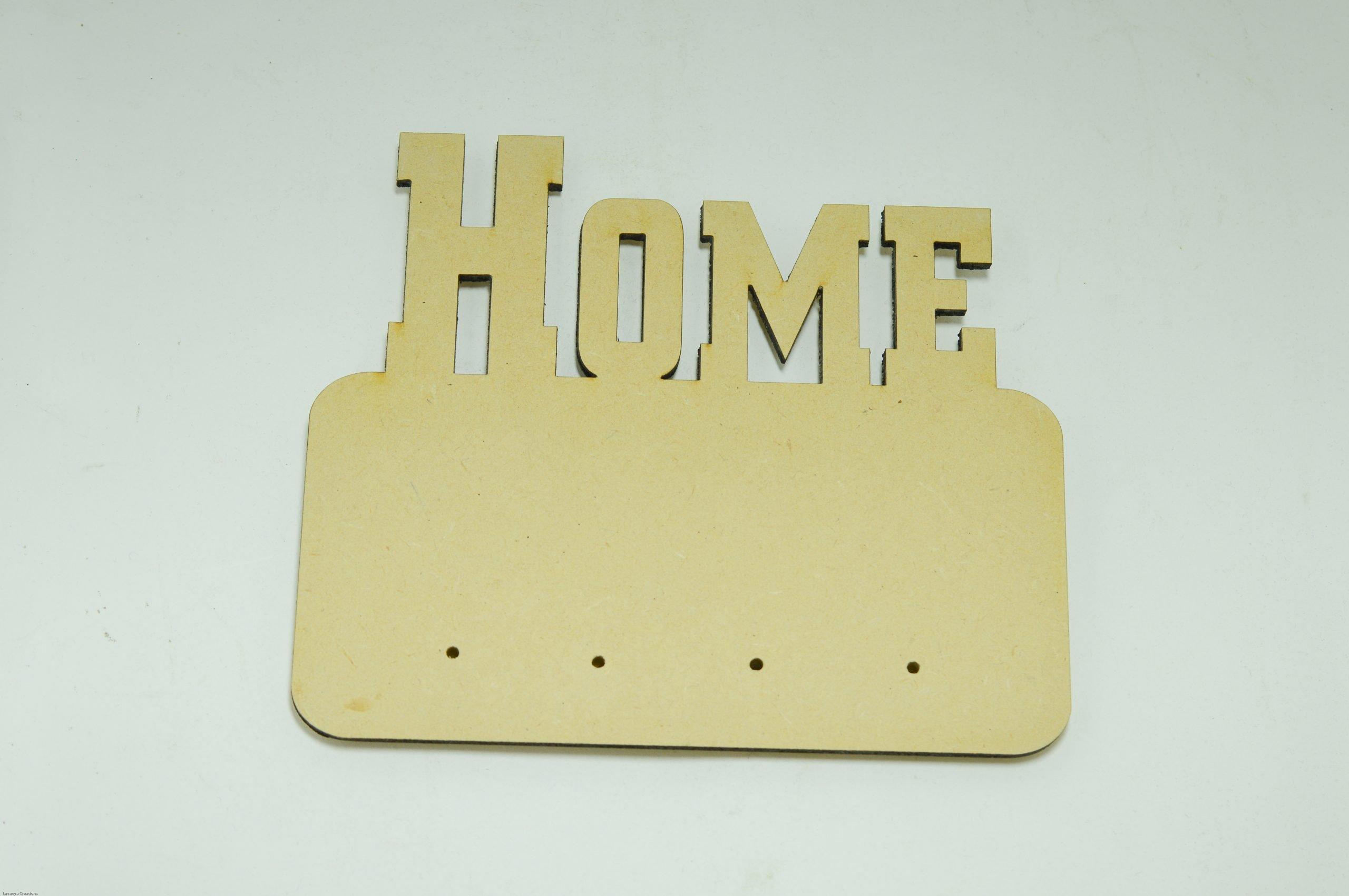 Premium Quality Raw Mdf Wood Key Holder with Home Cutout Small - 1 Pc