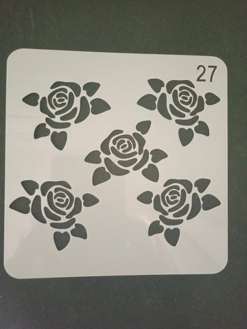 Stencil  for art and craft - Small Roses - Size 5*5 inch  1 Pc.