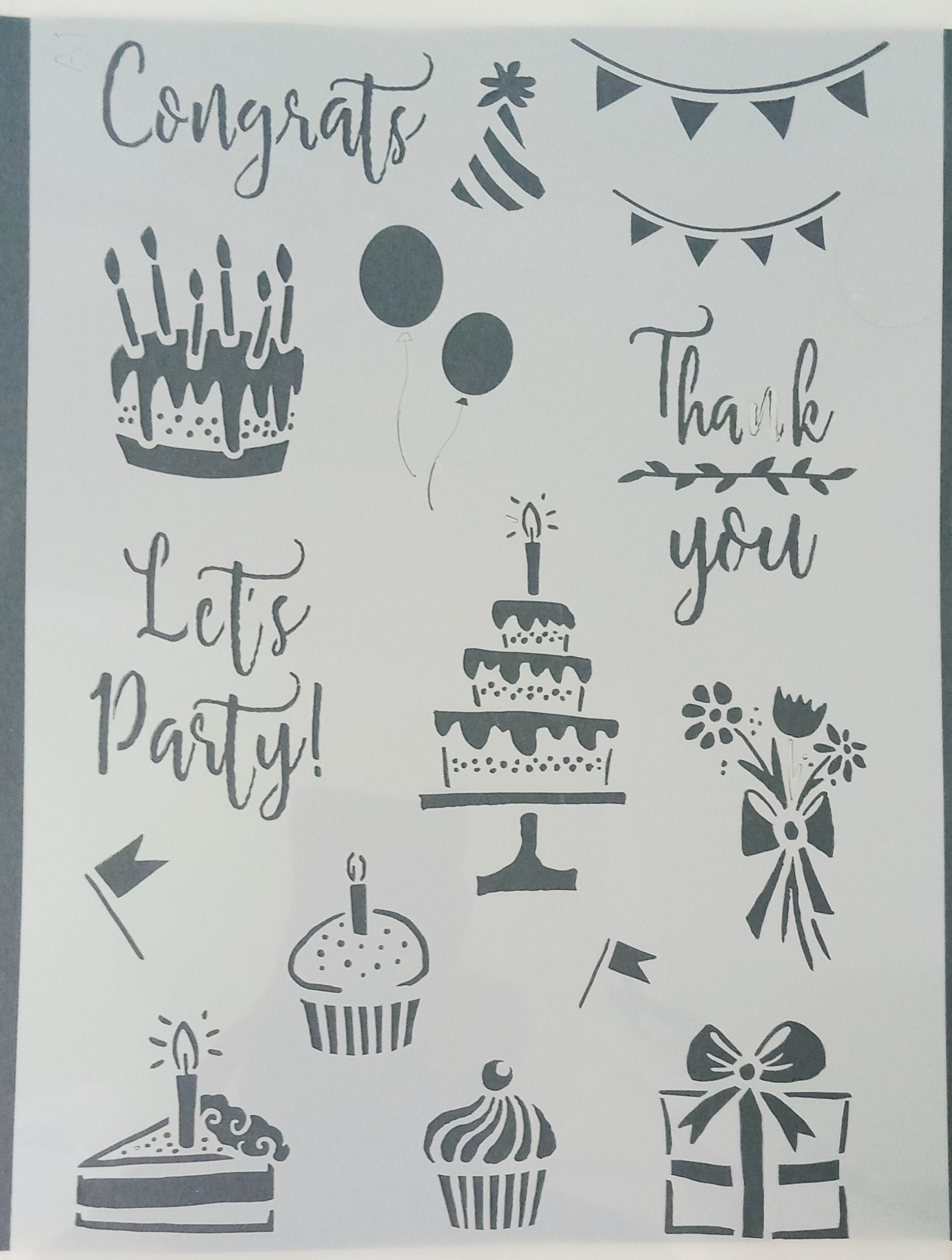 Stencil for art and craft - Celebrations - Size A4 - 1 Pc