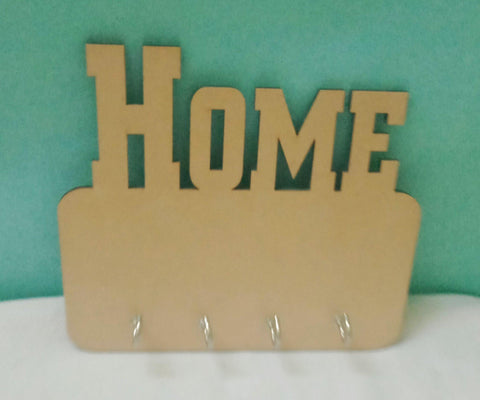 Premium Quality Raw Mdf Wood Key Holder with Home Cutout Small - 1 Pc