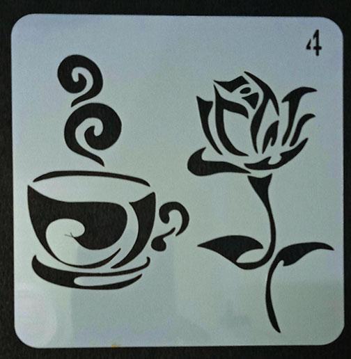 Art & Craft Stencil  - Tea with roses-  size 5*5 inch - 1 P c
