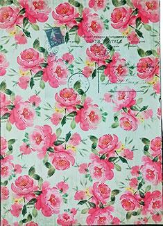Decoupage Paper - Pink roses in grey base - Size A4 - 2 Sheets