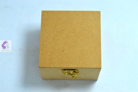 Premium Quality Raw MDF Wooden Box  4*4*2.75 inch - 1 Pc