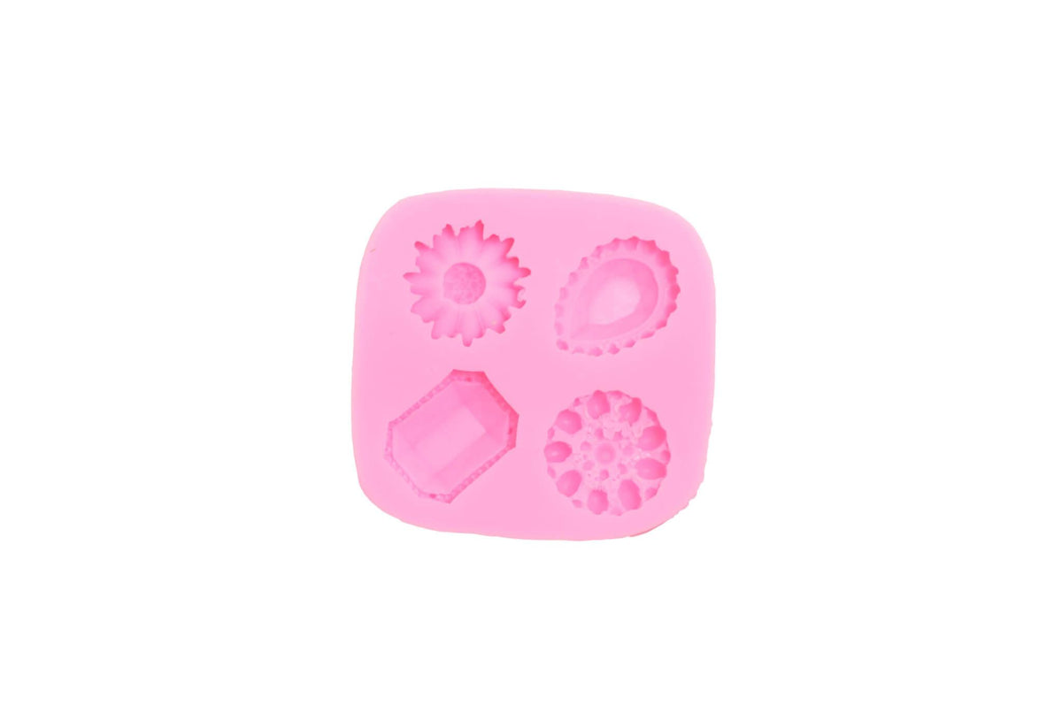 Silicone mould - emerald and flower design - 1 Pc