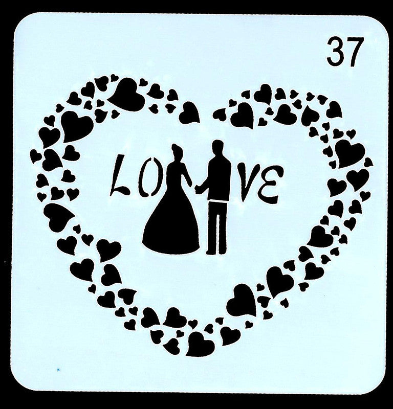 Stencil for art and craft 5*5 inch - Love theme -  Design 2 - 1 Pc