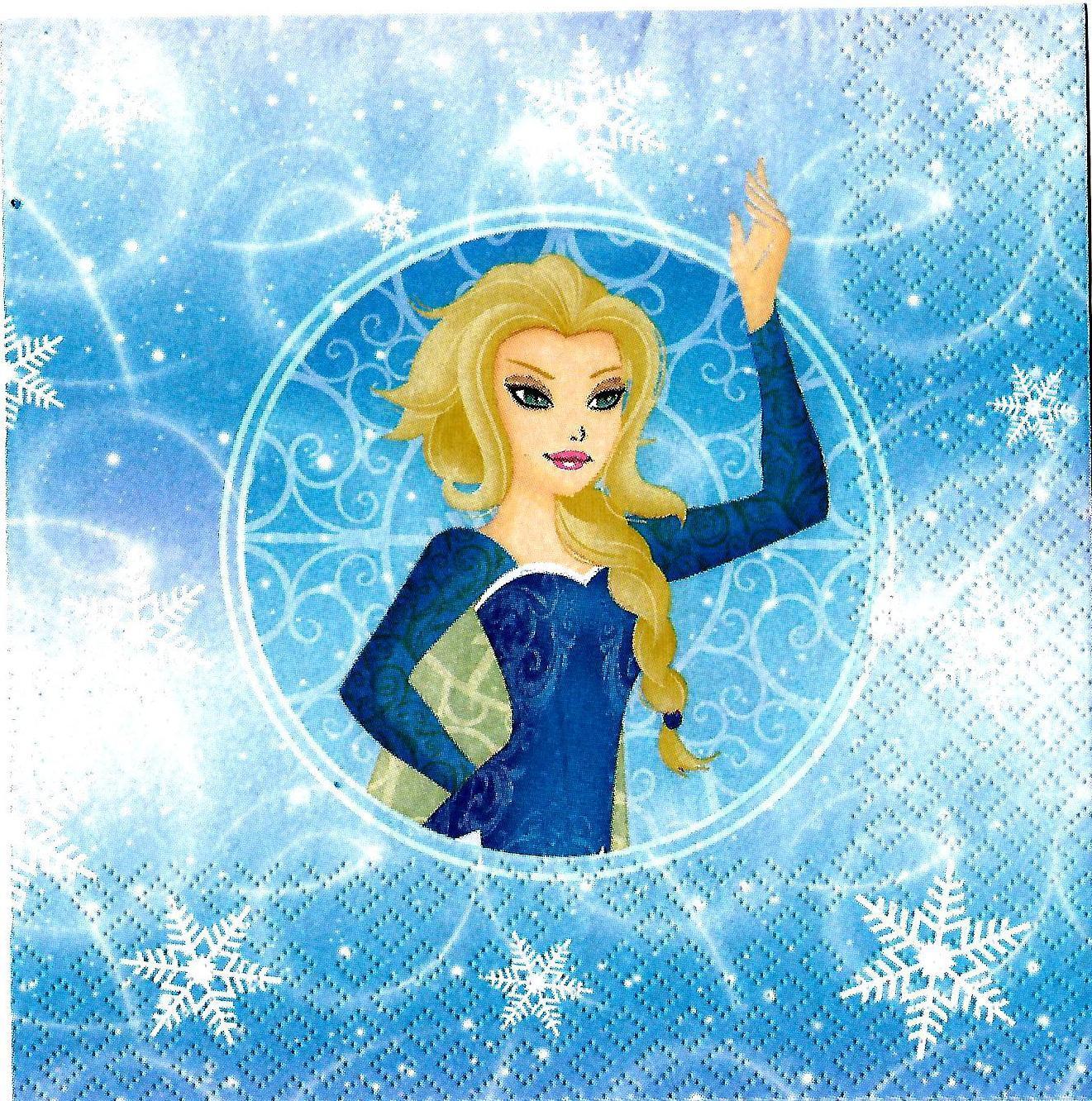 Decoupage tissue/ Napkin - Elsa in snowflakes - 1 Pc