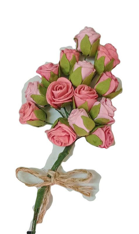 Handmade Flowers - bunch of pink roses for craft and DIY projects